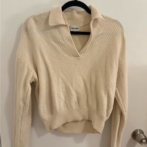 Aritzia Beige V-Neck Sweater